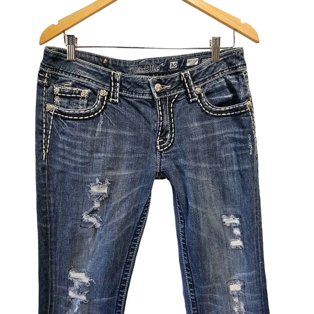 MISS ME Jeans THICK STITCH RHINESTONE BOOT CUT JEANS JE5152B14R‎ - Picture 4 of 6
